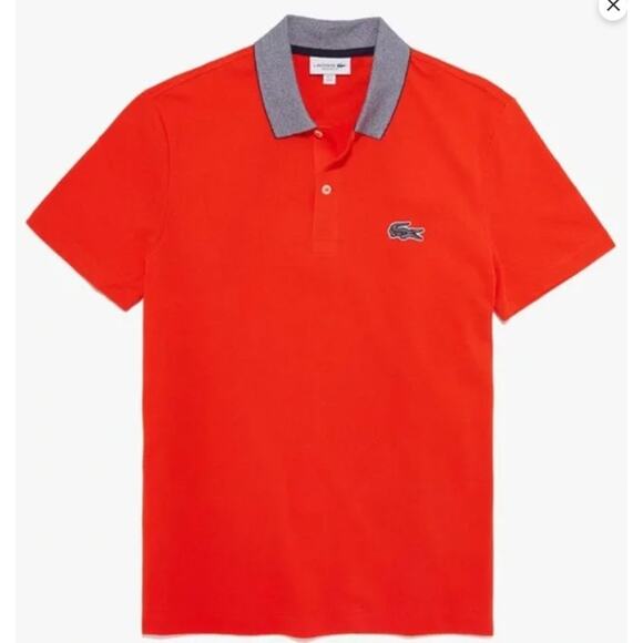 Lacoste Men's Short Sleeve Mini Pique Regular Caviar Croc Polo Fusion Pink XL - Picture 1 of 2